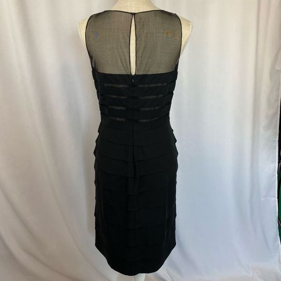 Chetta B Sherrie Bloom Peter Noviello 100% Silk Black Designer Tiered Dress Wome - Picture 3 of 16